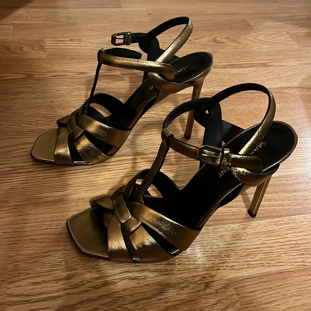 YSL Bronze gold strappy heels 39.5 - Picture 5 of 6